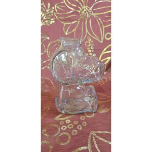 Vintage Anchor Hocking Clear Glass Snoopy Bank 6" Peanuts